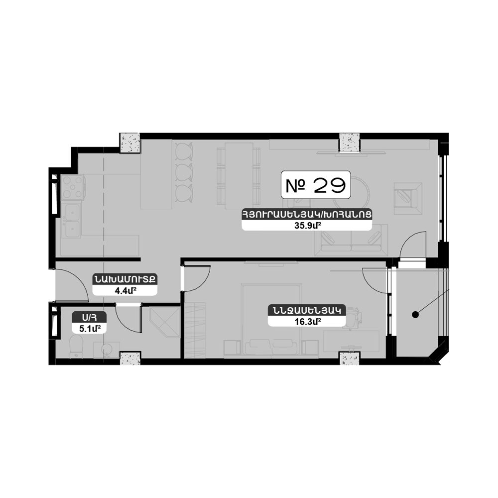 Планировка: 2-комнатная №29 65,2 м²