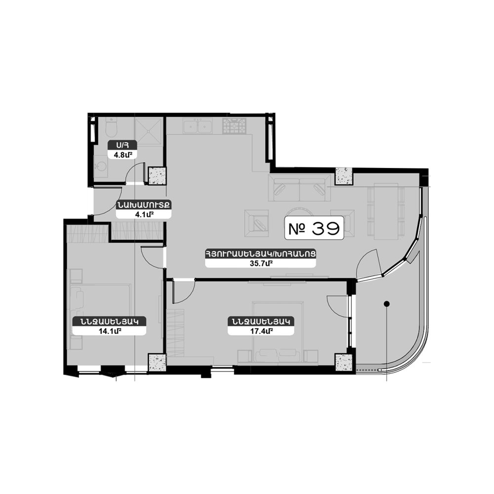 Планировка: 3-комнатная №39 82,6 м²