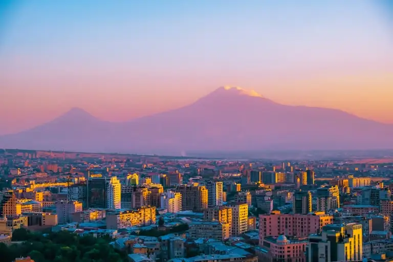 Yerevan and Mount Ararat at sunset