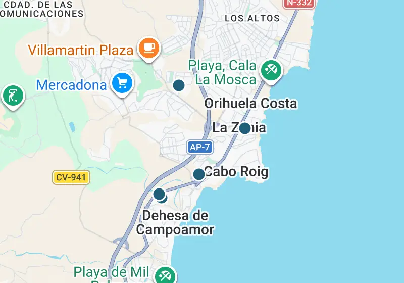 Map: 6 properties in Spain