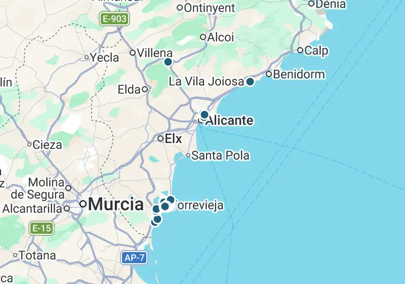 Map: 55 properties in Spain