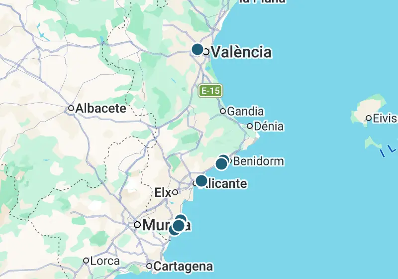Map: 11 properties in Spain