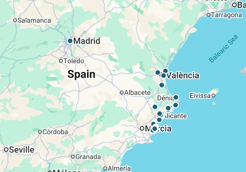 Map: 139 properties in Spain