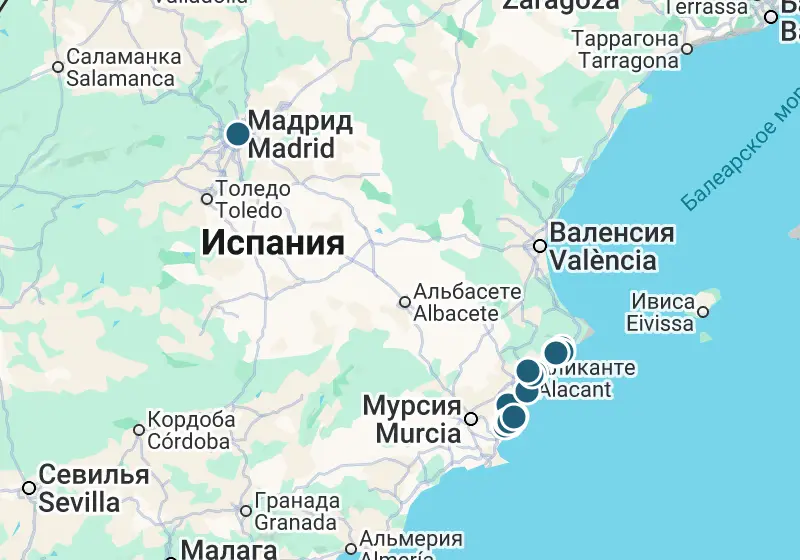 Карта: 27 объектов в Испании