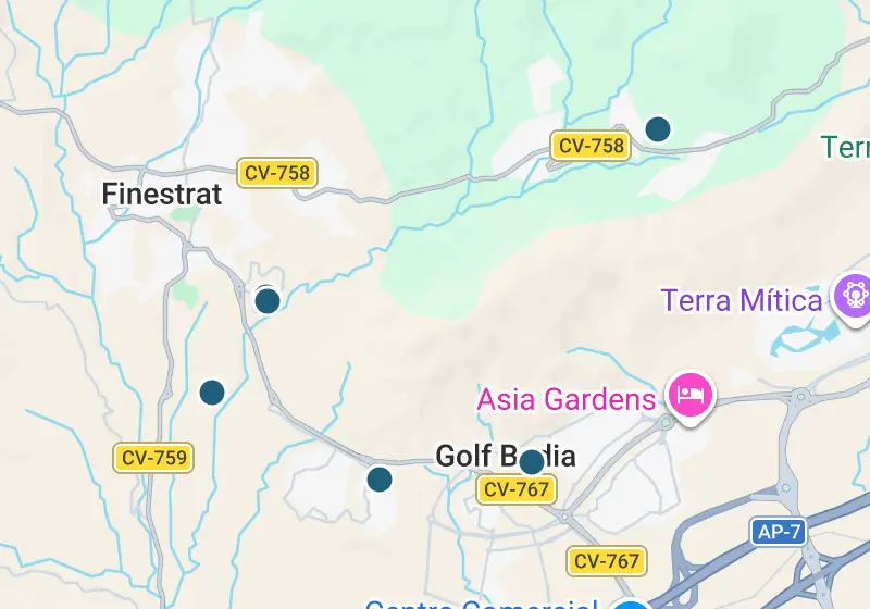 Map: 6 properties in Spain