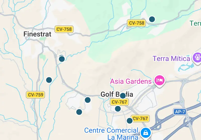 Map: 9 properties in Spain