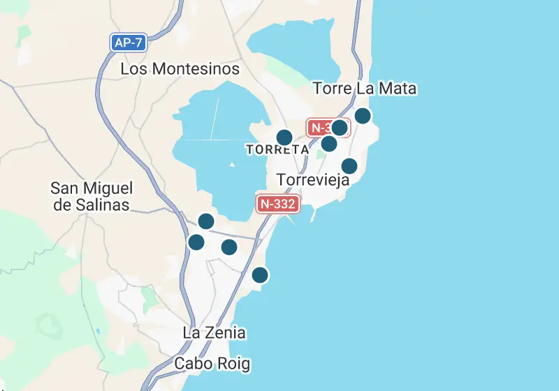 Map: 9 properties in Spain