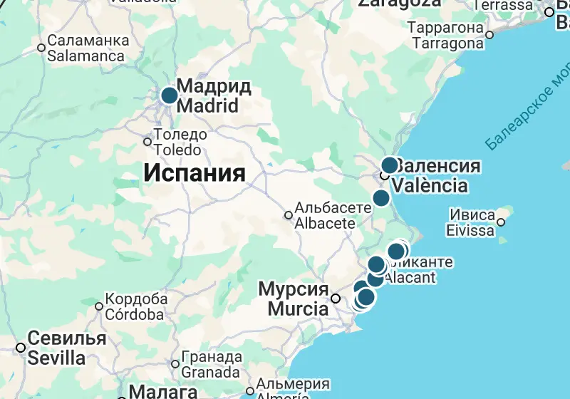 Карта: 29 объектов в Испании