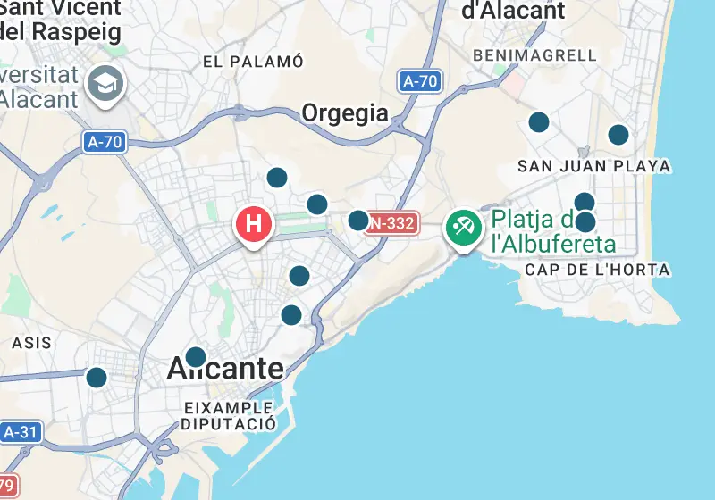Map: 11 properties in Spain