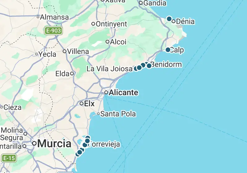 Map: 49 properties in Spain