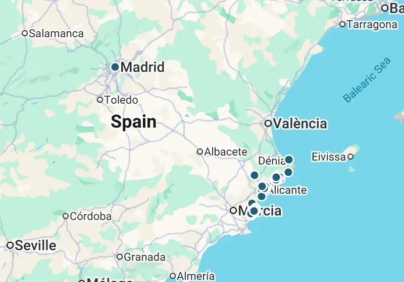 Map: 131 properties in Spain