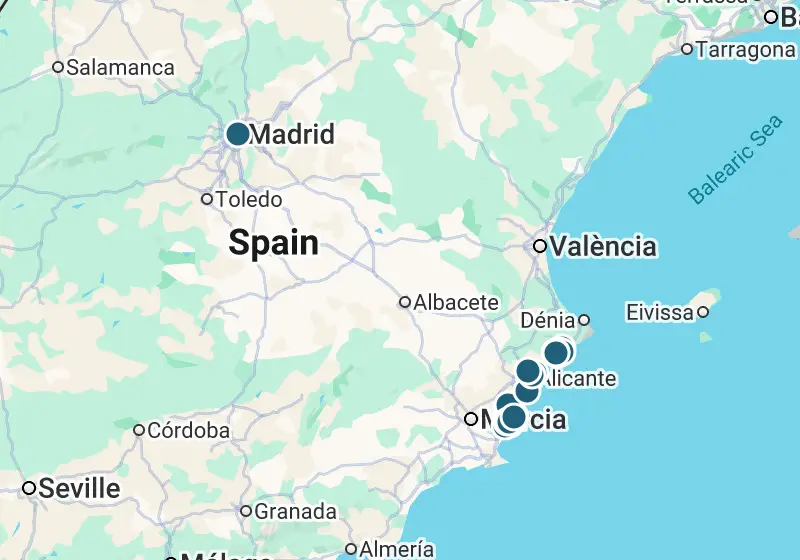 Map: 27 properties in Spain