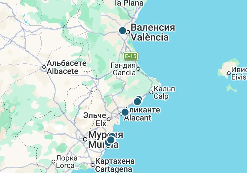Карта: 11 объектов в Испании