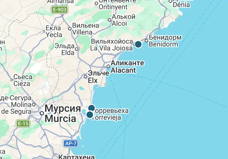 Карта: 6 объектов в Испании