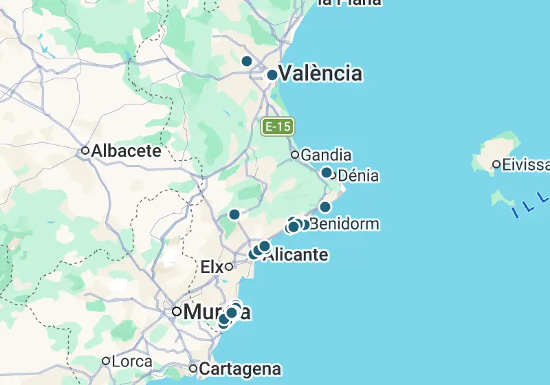 Map: 99 properties in Spain