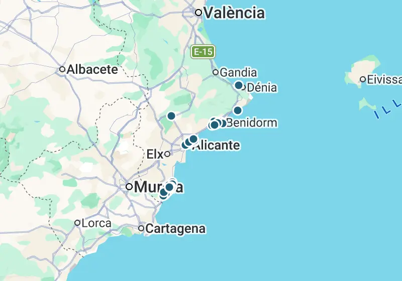 Map: 94 properties in Spain