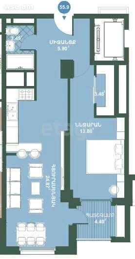 户型 2室 公寓 55,9㎡ v 住宅小区「HAY VIEW»