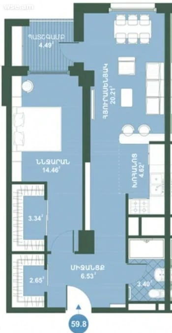 户型 2室 公寓 59,8㎡ v 住宅小区「HAY VIEW»