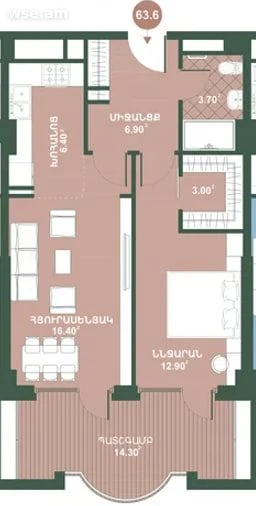 户型 2室 公寓 63,6㎡ v 住宅小区「HAY VIEW»