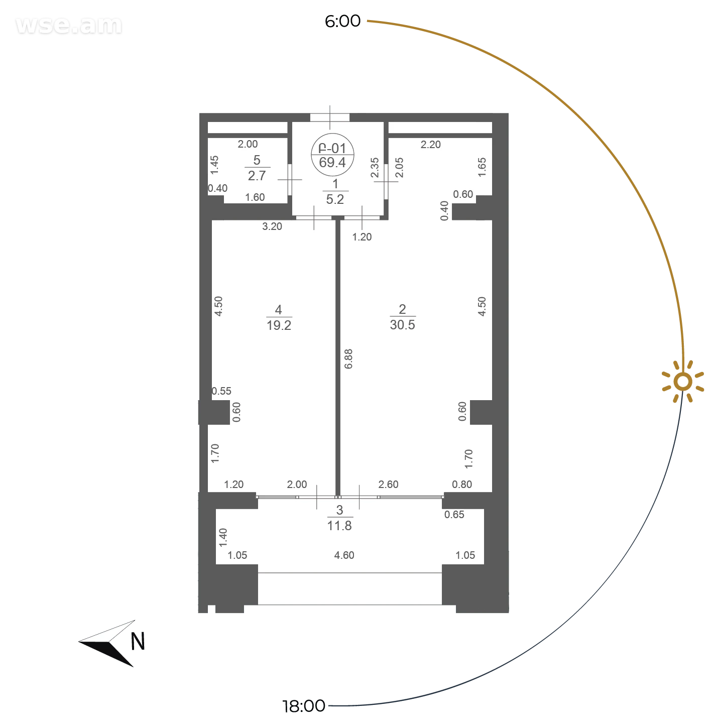 户型 2室 公寓 69,4㎡ v 住宅小区 Firdus Prime Residence