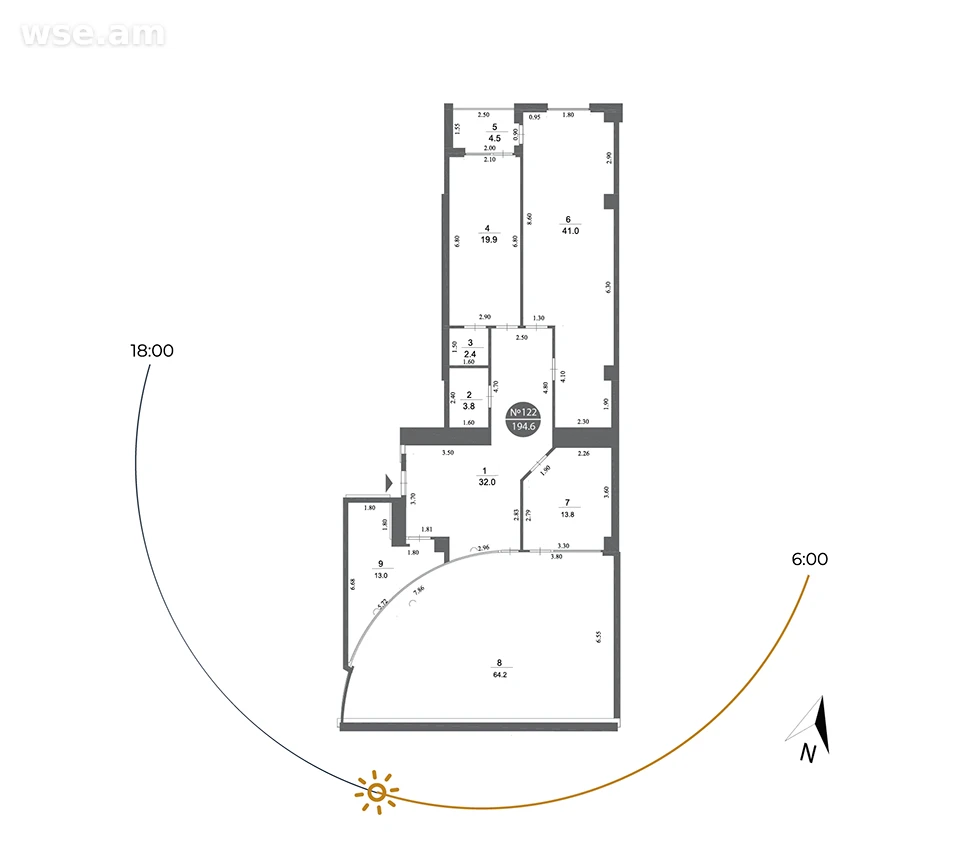 Планировка 4-комн. квартира 194,6 м² в ЖК Firdus Prime Residence