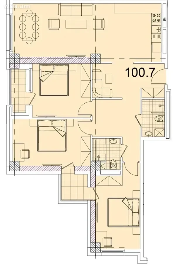 4-room, 101 m², floor 2/16, 27/16 Rubinyants Street