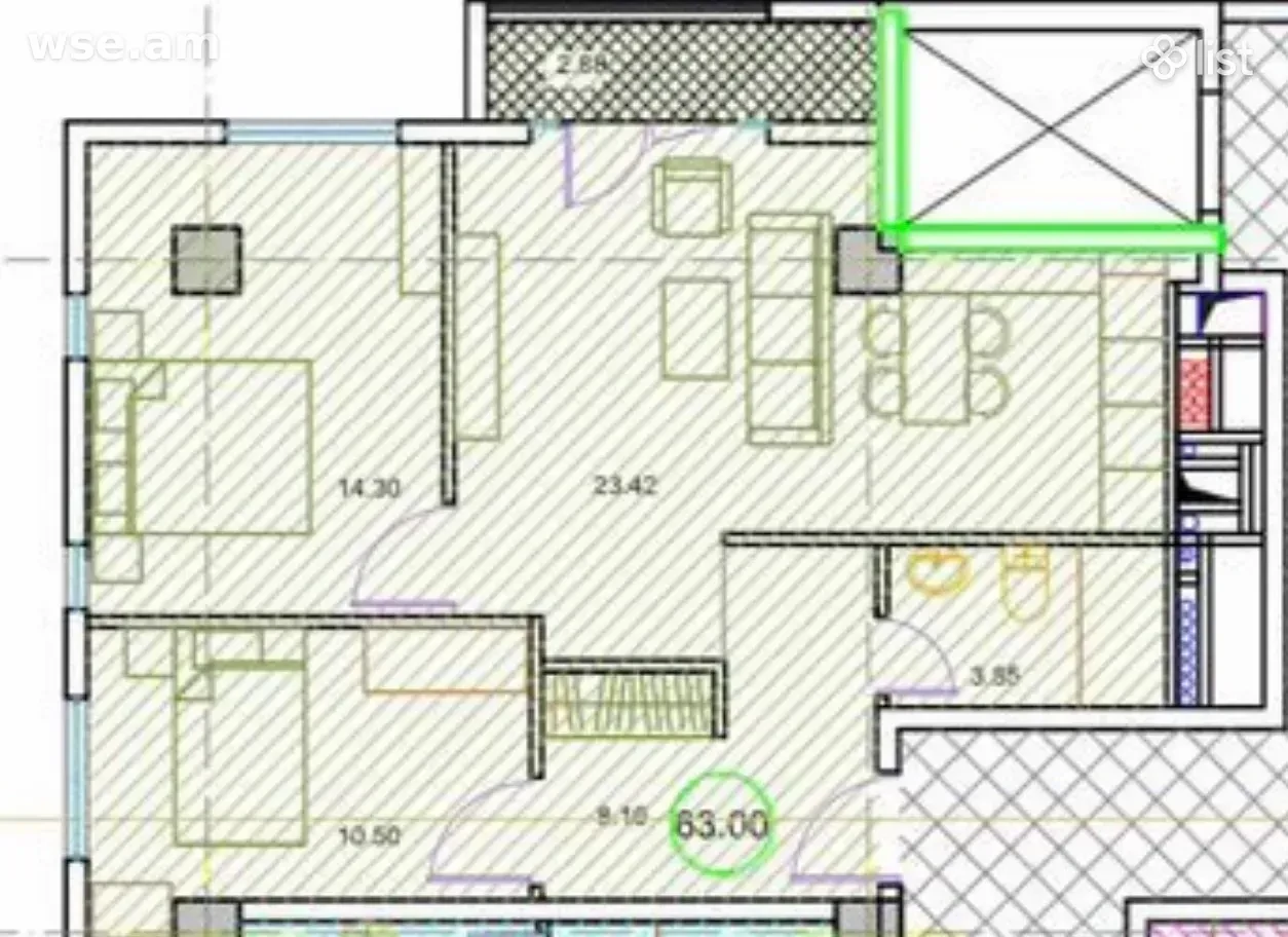 3室公寓, 66㎡, 达维特·奥加内斯街16号 - 185 000 $ | WSE.AM