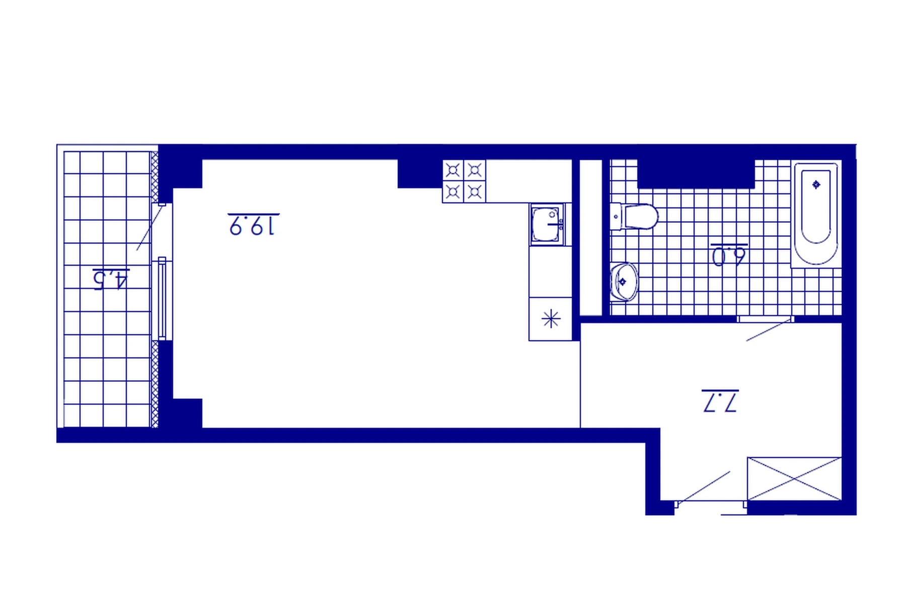 户型 1室 公寓 38,6㎡ v 住宅小区「New Komitas»