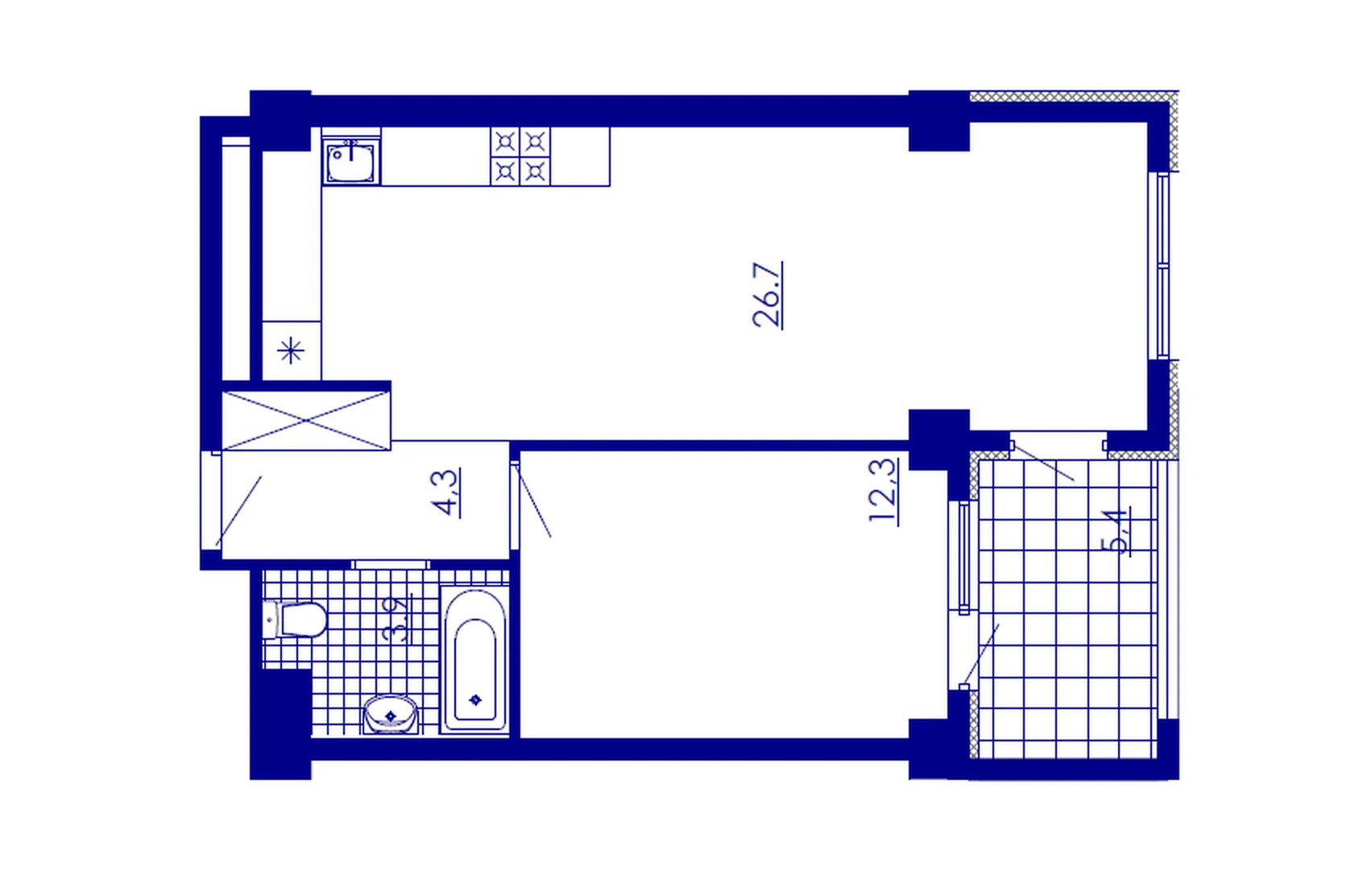 2-комнатная 52.6 м² · 1 кв.