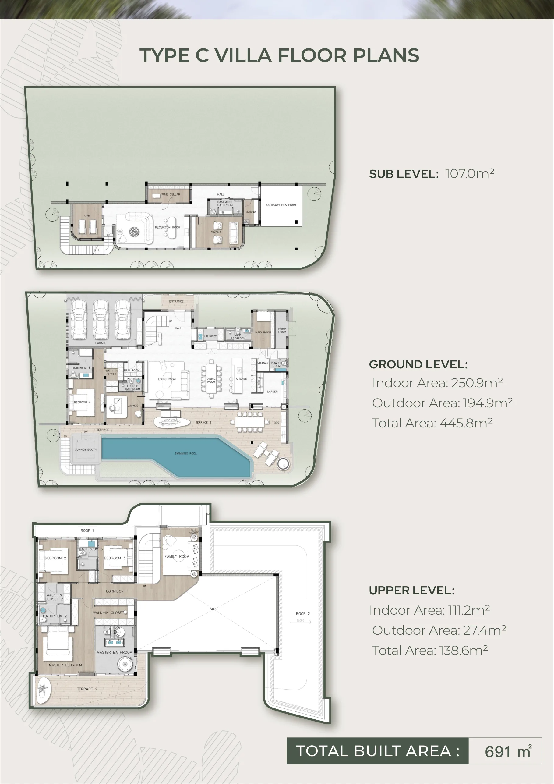 Планировка Вилла тип C, 691 м²