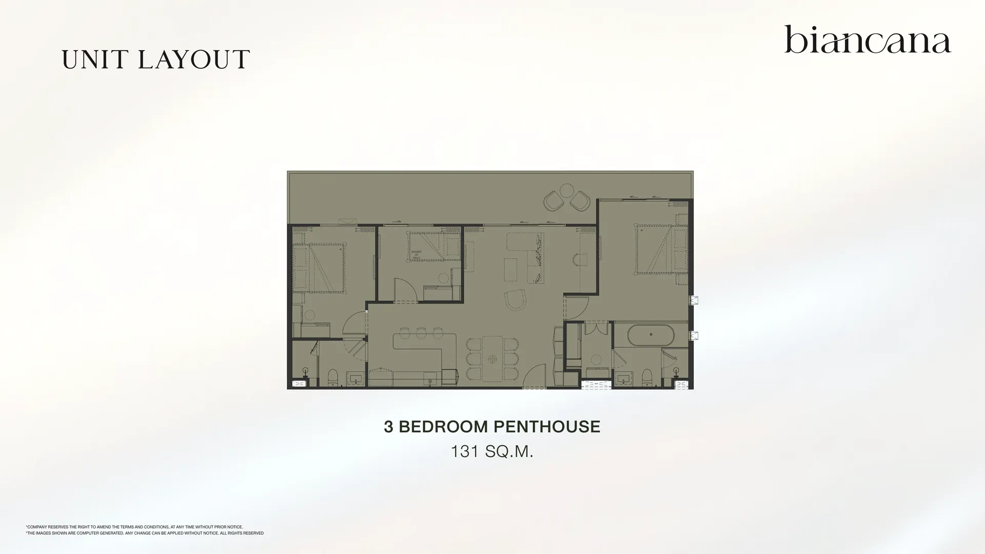 Планировка Пентхаус (3 спальни), 131 м²