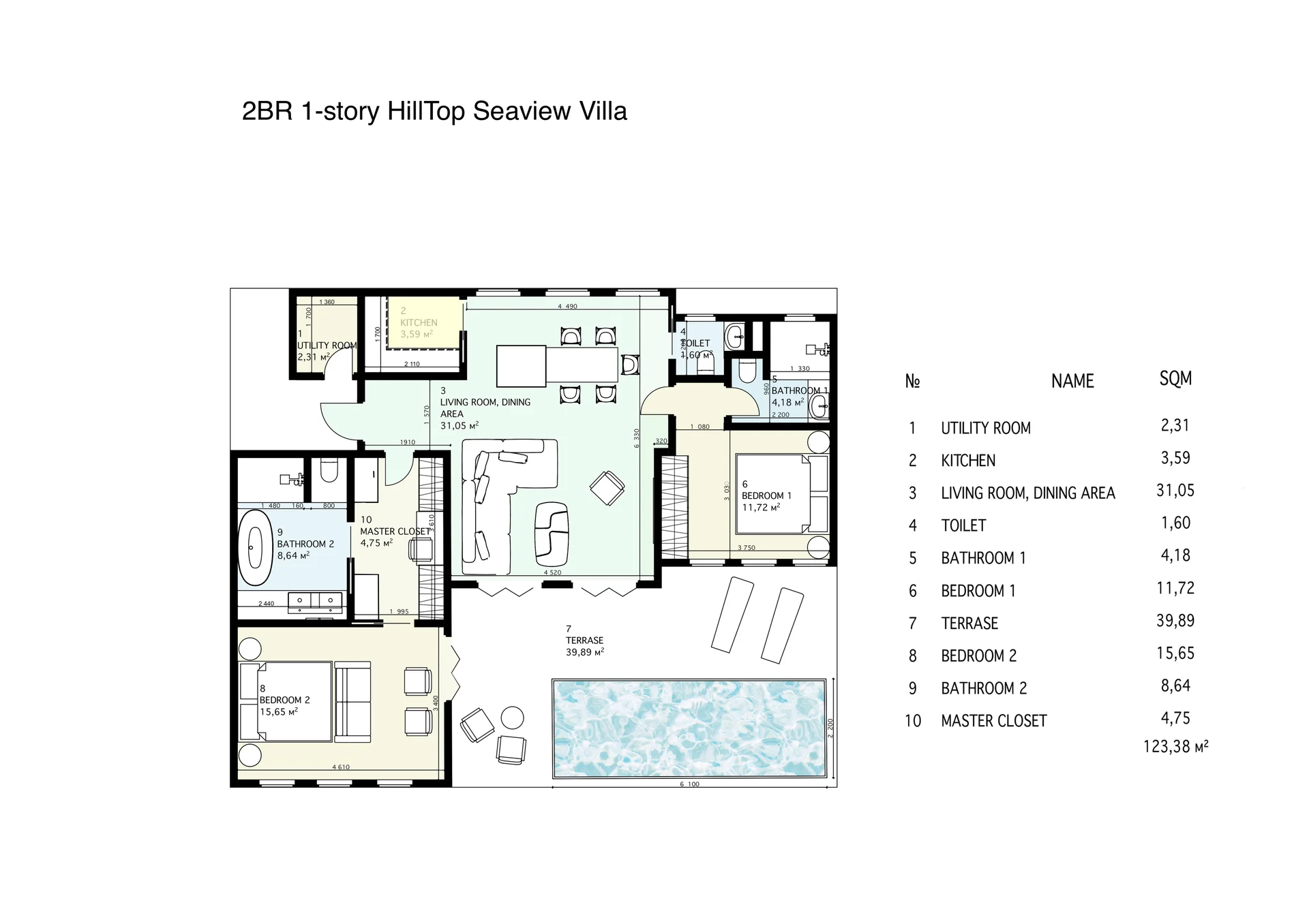 Floor plan Hilltop · 2 bedrooms · sea view