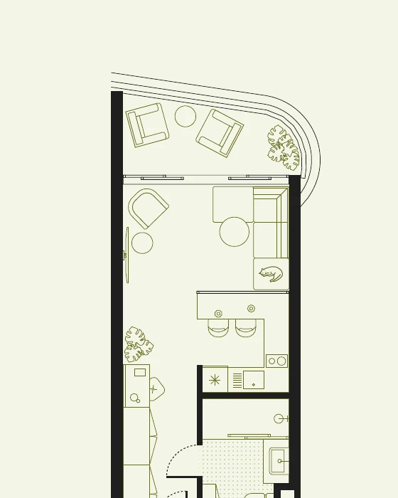 Floor plan Studio, 33 m²