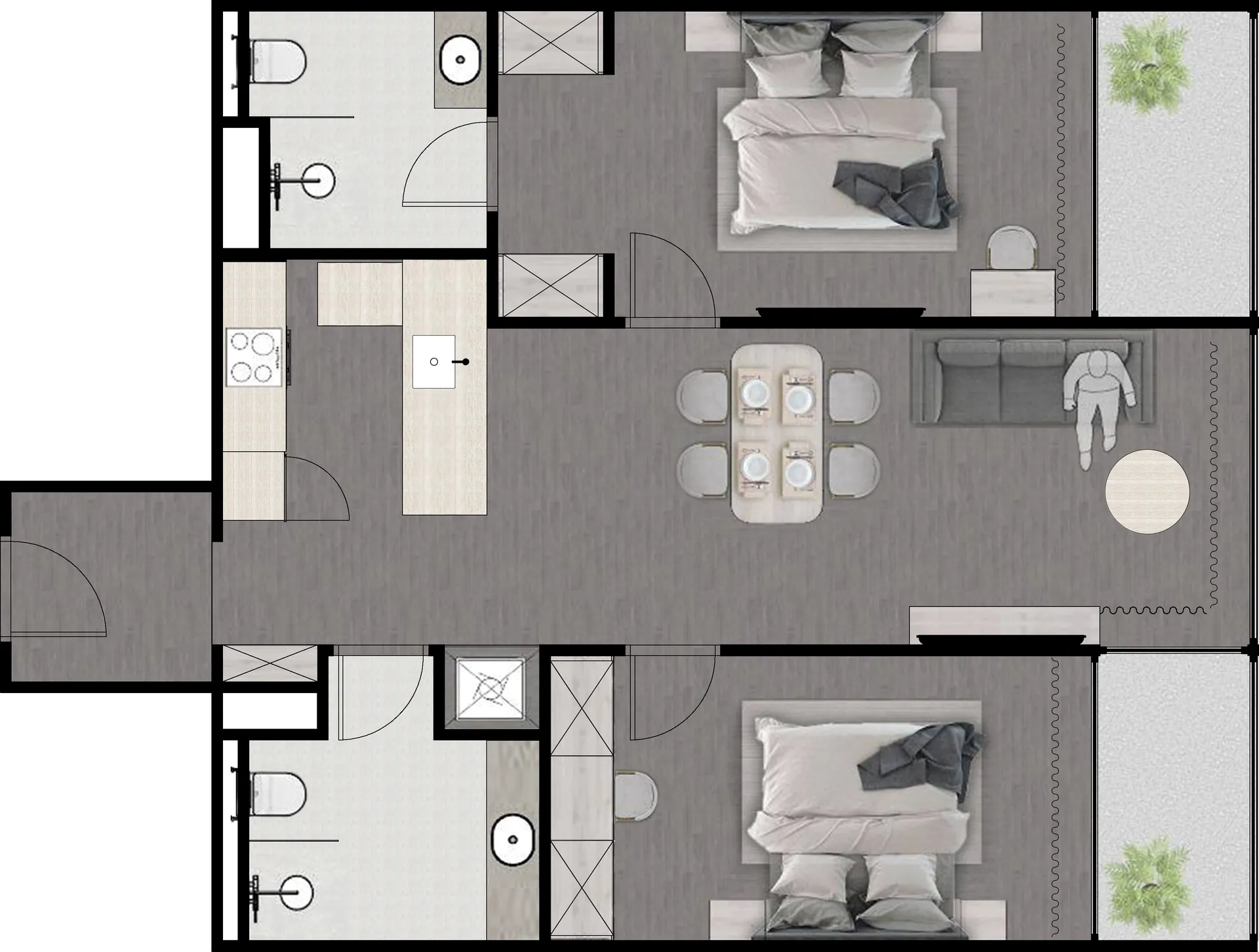Floor plan 2 bedrooms