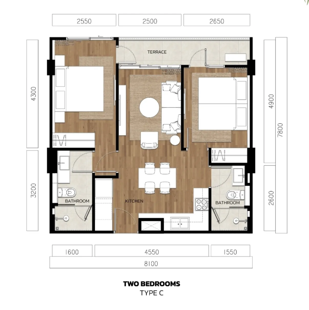 Floor plan 2 bedrooms
