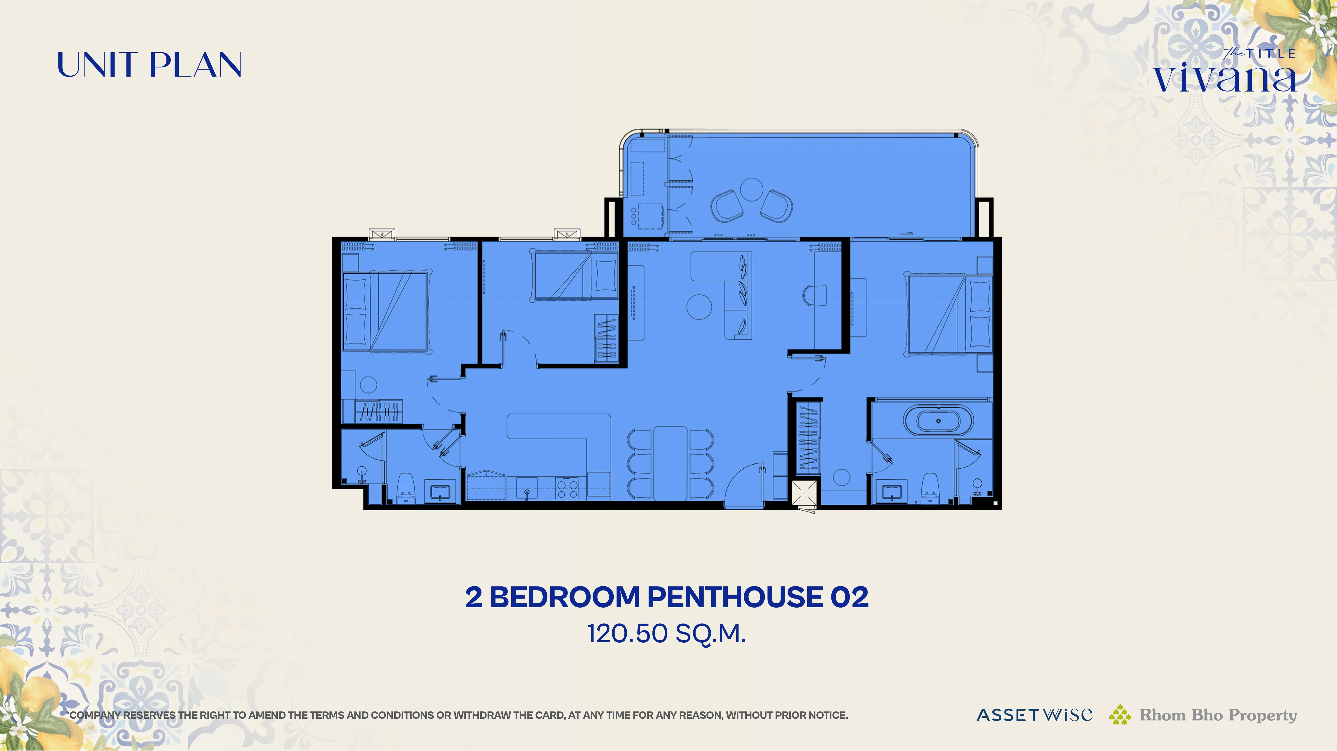 Floor plan PH-2 BEDROOM, 120.5 m²
