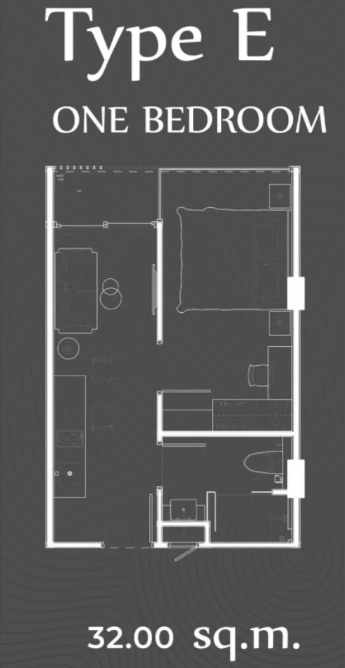 Floor plan Type E · 1 Bedroom, 32 m²