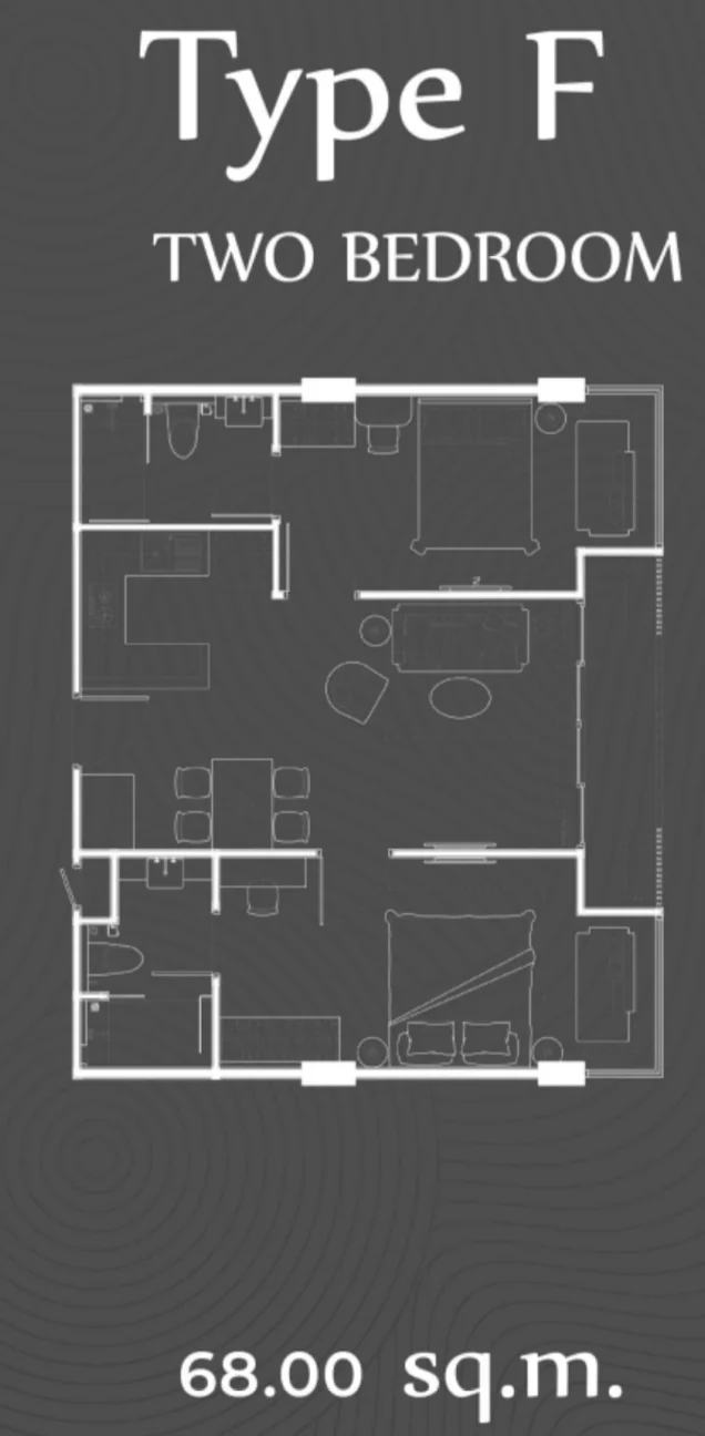 Планировка Type F · 2 Bedroom, 68 м²